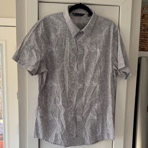 Travis Mathew Light Gray Botanical Button-Down Shirt
